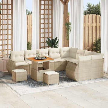 vidaXL Tuin Sofa Set 12 st 12-Aantal zitplaatsen Beige en, Verzenden, Nieuw, Rotan, 2 zitplaatsen