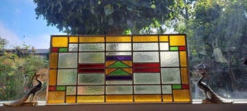 Art Deco Glas-in-loodraam - 1920-1930 - L. 66,5 cm