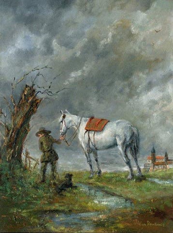 Van Romhaais (XX) - Escuela Holandesa - Paseando al caballo,