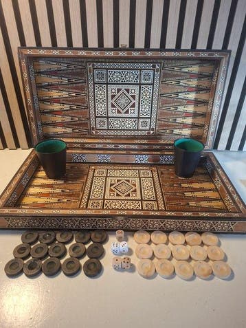 Bordspel - Groot (50cm.) Handgemaakt luxe Backgammon spel -