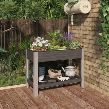 vidaXL Plantenbak verhoogd met schap 100x50x75 cm HKC, 100 cm of meer, Verzenden, Nieuw, 60 cm of meer