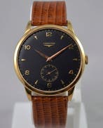 Longines - Rare Black Dial Sub Second– 1950s – 80 Micron GP