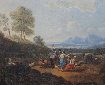 Italiaanse school (XVIII) - Paesaggi pastorale, Antiek en Kunst, Kunst | Schilderijen | Klassiek