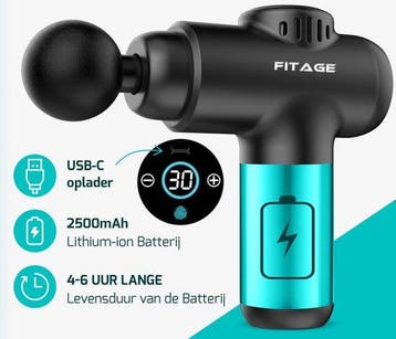 2dekans | FITAGE Massage Gun Mini - 8 Opzetstukken -, Ophalen of Verzenden, Zo goed als nieuw