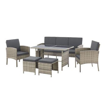 Loungeset / Tuinset Turin - 7 personen - Polyrotan - Donkerg, Verzenden, Nieuw