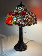 XXL Tiffany stijl tafellamp PEACOCK ROSE GARDEN lamp met 2