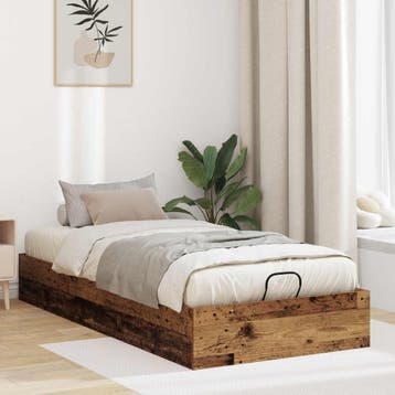 vidaXL Ottoman Bedframe Oudhout 90 x 200 cm Geconstrueerd, Eenpersoons, Bruin, Verzenden, Nieuw