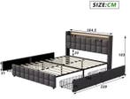 Gestoffeerd opbergbed met LED USB en 4 lades 140–180x200, Huis en Inrichting, Slaapkamer | Bedden, Verzenden, Nieuw