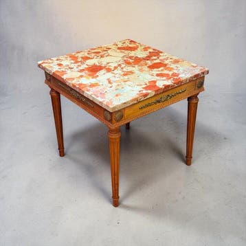 Bijzettafel - Details van goudmessing - Hout, Marmer -