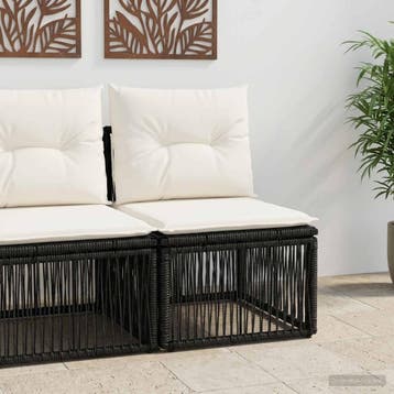 vidaXL Armloze Sofa eenheid Zwart poly rattan, Verzenden, Nieuw, Rotan