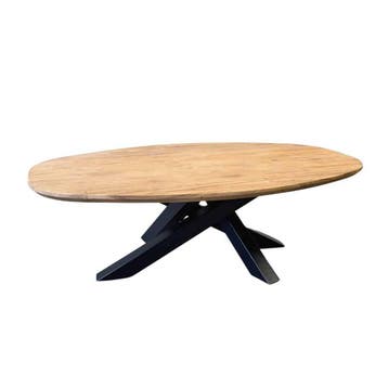 Deens ovale salontafel met stalen twistpoot -  130 cm x 80, Ophalen of Verzenden, Nieuw