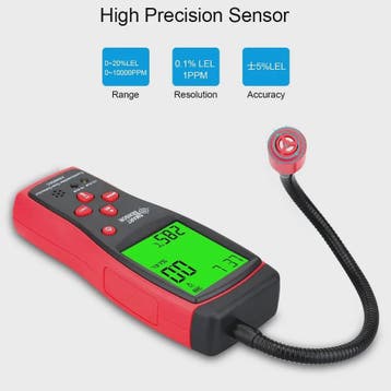 Draagbare Gaslekdetector met Geluid & Licht Alarm (0-10000 P, Verzenden, Nieuw