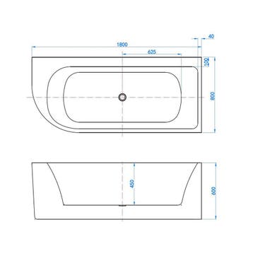 Ligbad Best Design Living Half Vrijstaand 180x80 Rechts Mat, Ophalen of Verzenden, Nieuw