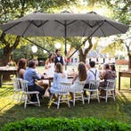 Dubbele Parasol Silia 460x270 cm met 3 windvakken - grijs, Verzenden, Nieuw