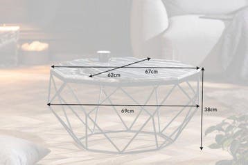 Elegante salontafel DIAMOND 70cm grijs zwart met marmeren, Huis en Inrichting, Tafels | Salontafels, Ophalen of Verzenden, Nieuw