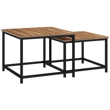 TRUUSK Industriële Salontafel Set - 2-delige Bijzettafels -, Verzenden, Nieuw