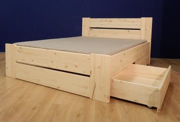 twijfelaarbedden 120cm breed 190cm 200cm 210cm of 220cm lang, Nieuw, Twijfelaar, Hout, 120 cm