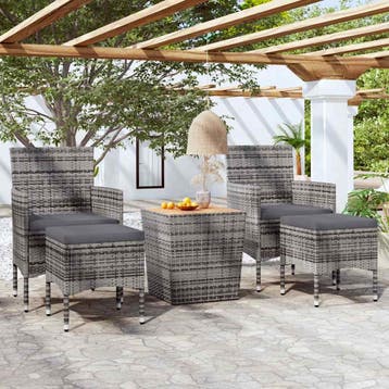 vidaXL 5-delige Bistroset poly rattan en massief acaciahout, Verzenden, Nieuw