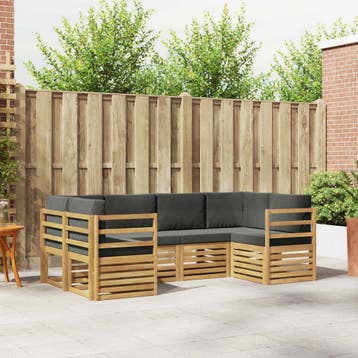 vidaXL Hoekbank Set 6 pcs Wit en antracietkleurig 245 x, Huis en Inrichting, Verzenden, Nieuw