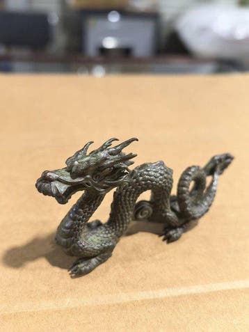 Cast Bronze dragon tea ceremony ornament – signed