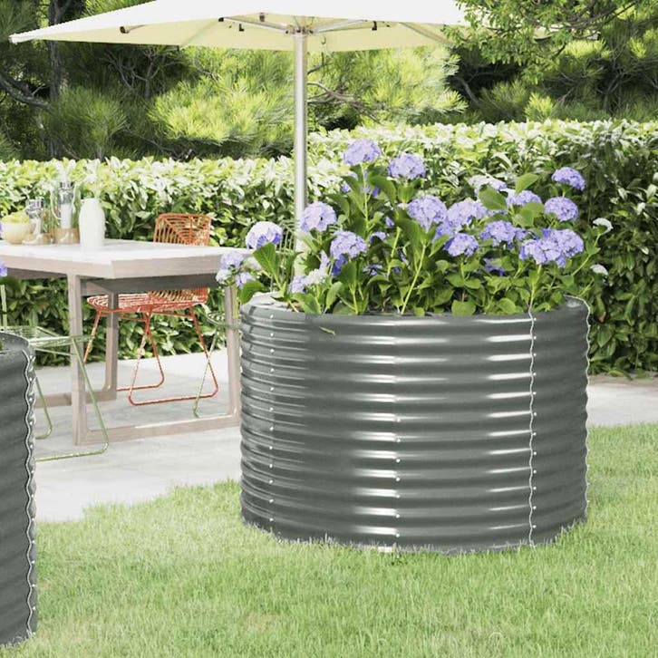 vidaXL Plantenbak 100x100x68 cm gegalvaniseerd staal grijs, Tuin en Terras, Bloembakken en Plantenbakken, 100 cm of meer, Nieuw