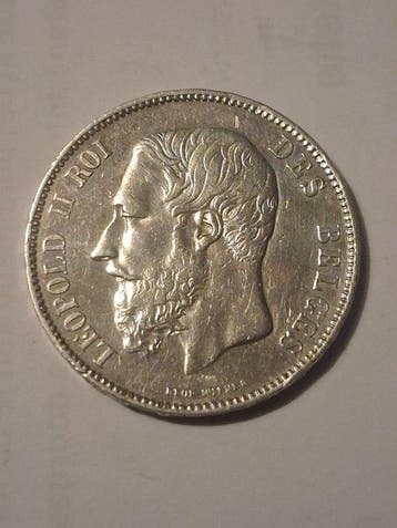 België. Leopold II. 5 Francs 1867 (Zonder minimumprijs)