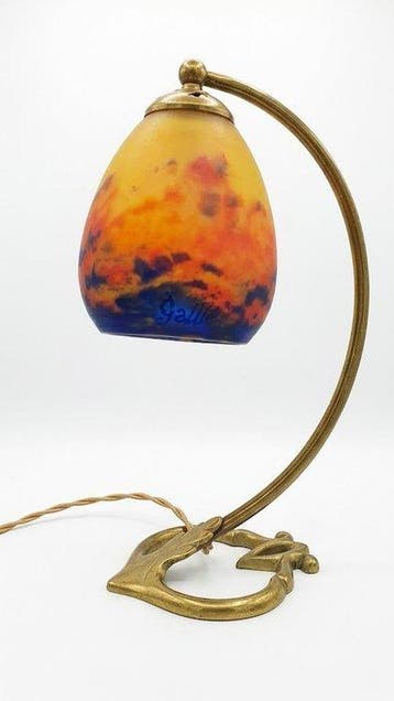 Degué - Tafellamp - Messing, Glas - Messing zwaannek-lamp