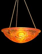Art Deco - Plafondlamp - Glas - iriserend roze-oranje