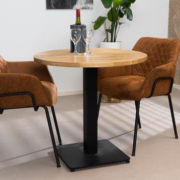 50% Korting: Bistrotafel rond Sven eikenhout Ø80 cm, Huis en Inrichting, Ophalen, Zo goed als nieuw, Industrieel, Eikenhout