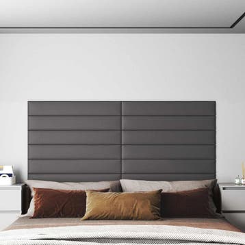 vidaXL Wandhoofdbord 12 st 90 x 15 cm Grijs Stof, Doe-het-zelf en Verbouw, Platen en Panelen, Verzenden, Nieuw