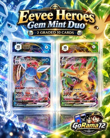 Pokémon - 2 Graded card - Leafeon Full art, Foil - Graad 10, Nieuw