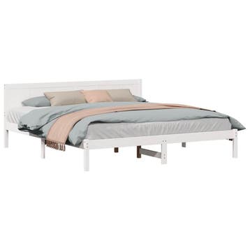 Tweepersoonsbed 200x200 Wit | Tweedekansje | OP=OP, Huis en Inrichting, Gebruikt, Wit, Tweepersoons, Ophalen of Verzenden