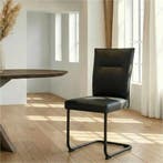 Leren eetkamerstoel Retro - Toledo Pacific (donkerblauw) -, Huis en Inrichting, Stoelen, Ophalen of Verzenden, Nieuw, Leer, Modern