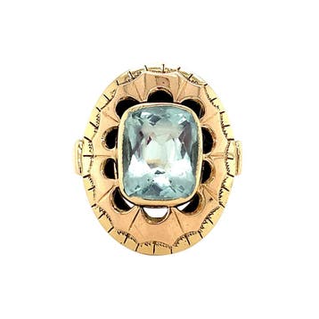 Gouden ring met aquamarijn 14 krt, Ophalen of Verzenden, Nieuw