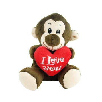 Pluche I love you aap knuffel - bruin - 14 cm - cadeau, Kinderen en Baby's, Speelgoed | Knuffels en Pluche, Verzenden, Nieuw