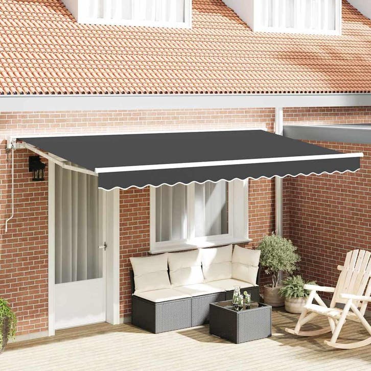 vidaXL Zijde Frame Antraciet 350 x 200 cm Polyester met, Tuin en Terras, Zonneschermen, Nieuw, Verzenden