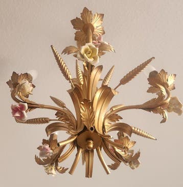 Denz Neheim Hüsten - Kroonluchter - Porselein - handgesmede, Antiek en Kunst, Antiek | Lampen