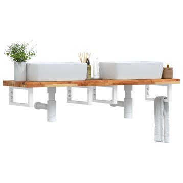 vidaXL Badkamer wandschap staal en massief acaciahout, Verzenden, Nieuw