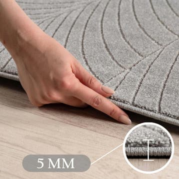 Rond Buitenkleed | Nova | Palmbladeren | Zilver | 120x120 cm, Verzenden, Nieuw
