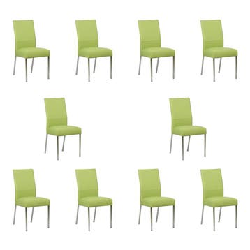 Set van 10 Leren eetkamerstoelen Real - Toledo Lime, Huis en Inrichting, Stoelen, Ophalen of Verzenden, Nieuw, Leer