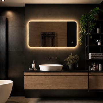 LoXa – Badkamerspiegel Marbella 100x60 LED Goud IP44, Huis en Inrichting, Verzenden, Nieuw, Rechthoekig