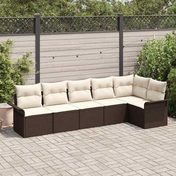 vidaXL Tuin Sofa Set 6 st Bruin poly rattan, Verzenden, Nieuw, Rotan, 6 zitplaatsen