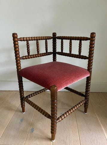 Stoel - Eik - Antiek Bobbin Hoekstoel, Antiek en Kunst
