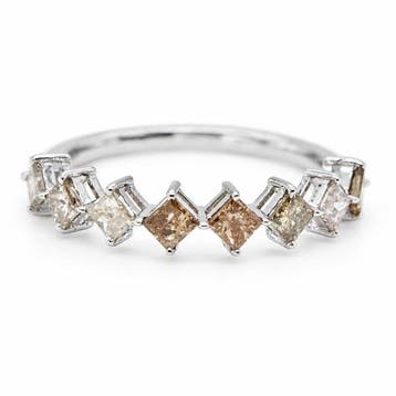 Zonder minimumprijs - Ring - 14 karaat Witgoud - 0.94ct. tw., Nieuw
