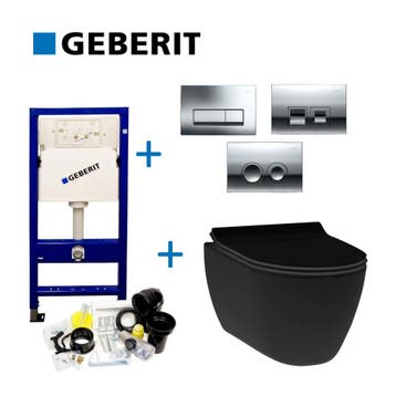 UP100 Toiletset 13 Idevit Alfa Matzwart Rimfree Met Bril En, Ophalen of Verzenden, Nieuw