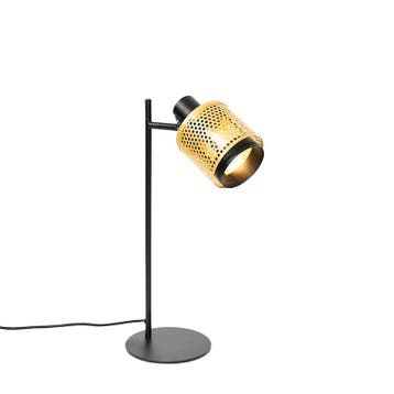 Industriële tafellamp zwart met goud - Kayden, Huis en Inrichting, Lampen | Tafellampen, Verzenden, Nieuw