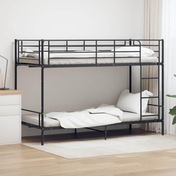 vidaXL Stapelbed metaal zwart 90x200 cm, 90 cm, Eenpersoons, Verzenden, Zwart