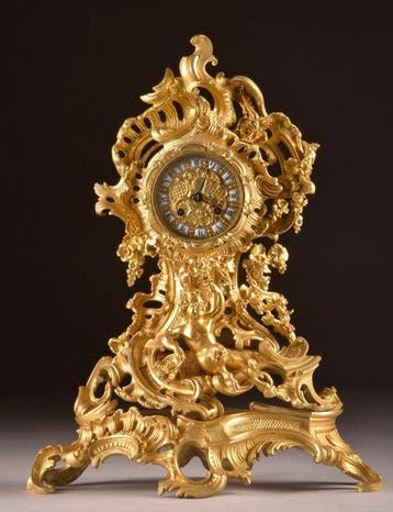 Tafelklok - Monumentale Franse vuurvergulde bronzen pendule