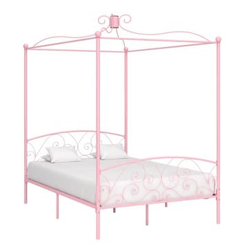 vidaXL Hemelbedframe metaal roze 120x200 cm, Huis en Inrichting, Verzenden, Nieuw, Twijfelaar, 120 cm