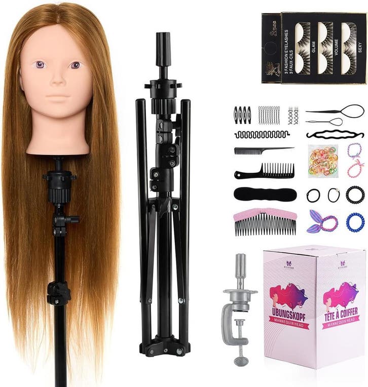 Kappershoofd met Statief | 60% Echt haar | 36% Korting, Sieraden, Tassen en Uiterlijk, Uiterlijk | Haarverzorging, Nieuw, Overige typen